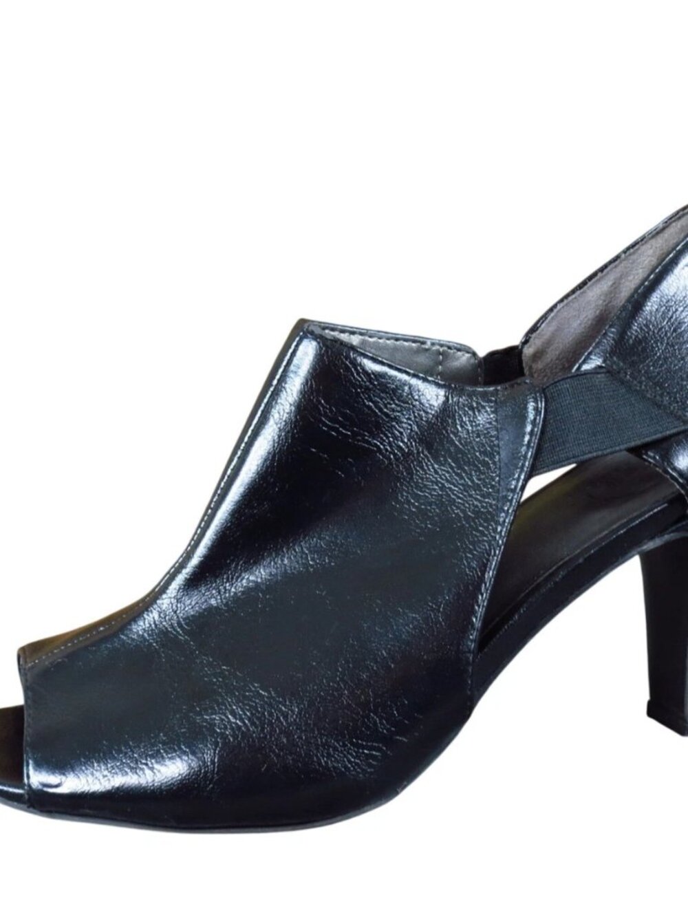 Life Stride Vegan Leather Comfort Peep Toe Heels Shoes Constance Black Size 10W